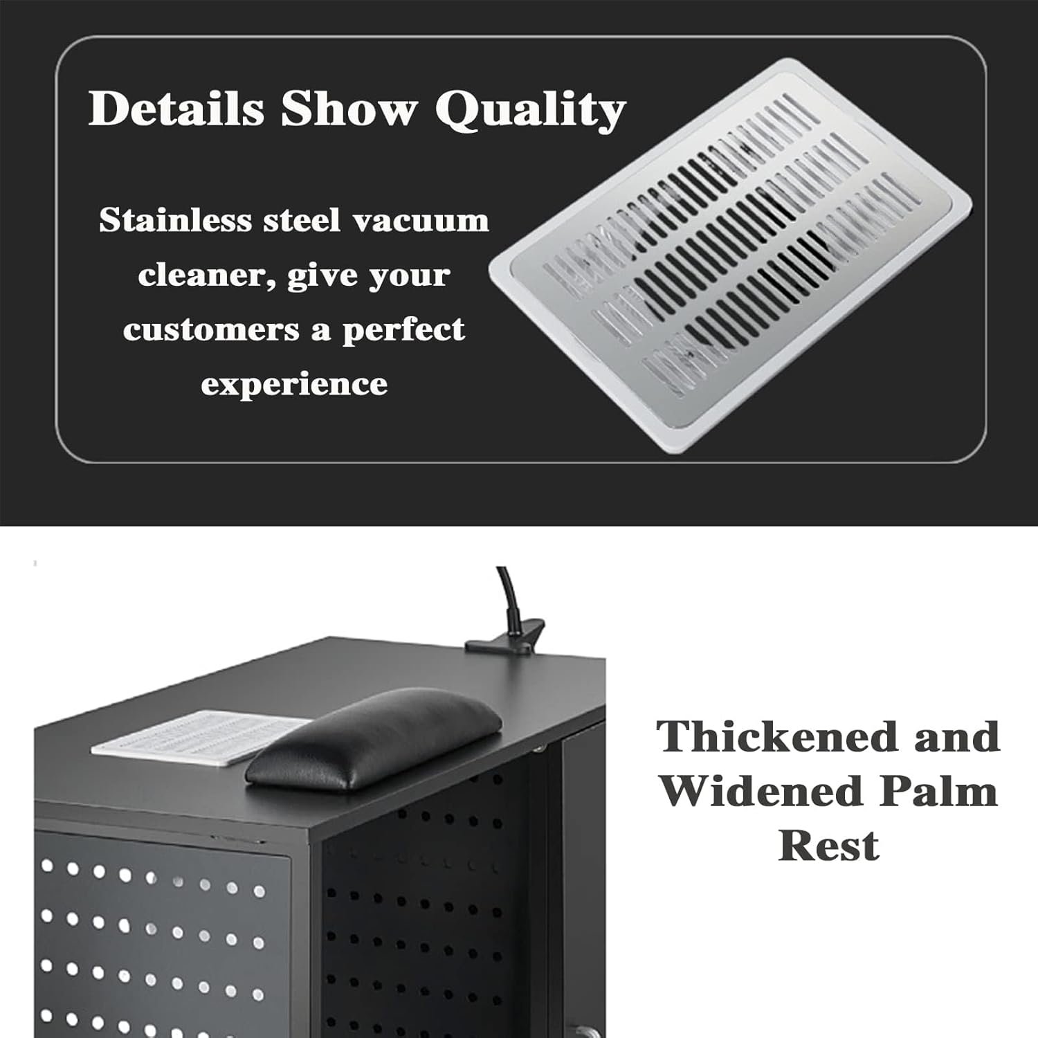 Portable Nail Desk Workstation, with Nail Vacuum Cleaner, LED Lamp and Client Wrist Pad, for Makeup Salon Travel Cosmetic Trolley - Image 2