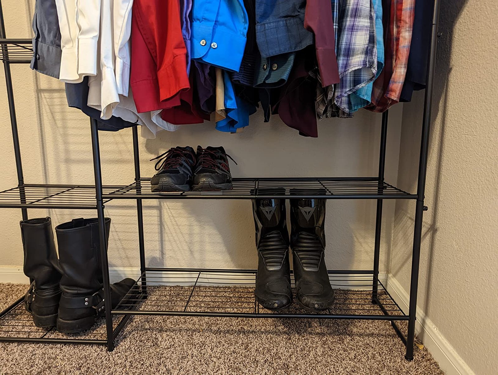 Wardrobe Closet, Portable Clothing Rack for Hanging Clothes, Free Standing Closet Organizers and Storage System with 4 Tiers Shelves for Cloakroom Bedroom, Black - Image 3